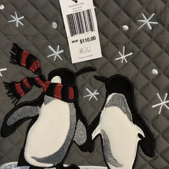 Vera Bradley Penguin Pair Tote 11.5 x 11.25 with hidden pockets NWT - Picture 4 of 8